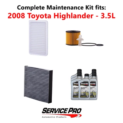 2008 Toyota Highlander 3.5L Complete Air, Oil & Cabin Filter Kit (5W-20) Foto 1 de 4