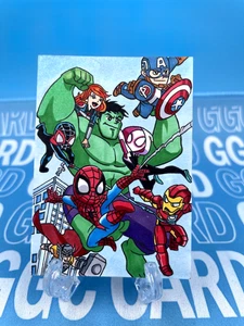 GGC Studio Marvel Chibi The Avengers Artist Hand Drawn Auto Sketch Card 1/1 - Picture 1 of 2