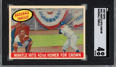 1959 Topps #461 Mantle Hits 42nd HR Baseball Thrills SGC 4 ¡Se ve mejor!! Foto 1 de 2