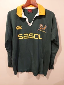 Maglia Rugby Sudafrica Vintage 2005-06 Maglia Sasol Manica Lunga Verde Large - Foto 1 di 7
