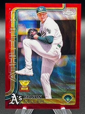 2025 Topps Chrome Mason Miller Gold Rookie Cup Red Wave Refractor /5 SSP - Image 1 of 2