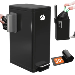 Bote de basura grande de metal para caca de perro de 3,2 galones con tapa y pedal para caca en el exterior - Imagen 1 de 11