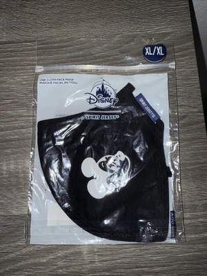 Disney Store Spirit Jersey Mickey Mouse Blck/Whte Cloth Face Mask Adult Size XL - Image 1 of 4