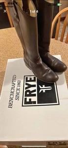 Frye 77167 Melissa Button braune kniehohe Damen-Reiterstiefel aus Leder 8B mit Karton - Bild 1 von 4