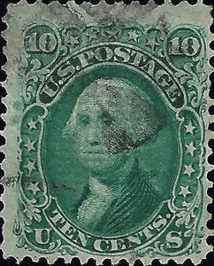 US Scott #96 Used VF 10 Cent 1868 F Grill George Washington Stamp CV 275.00 - Picture 1 of 1