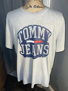 Tommy Hilfiger Tommy Jeans Mens Gray T Shirt Crew Neck Short Sleeve Size L - Picture 1 of 13