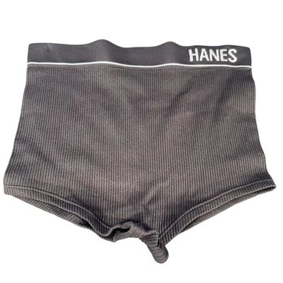 Pantalones cortos Hanes Originals para mujer talla mediana cintura alta acanalados negros nuevos sin etiquetas Foto 1 de 4