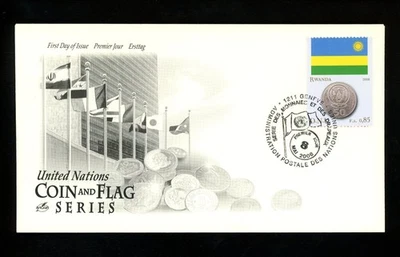 Postal History UN FDC Geneva #484b Artcraft Coin Flag Series Rwanda 2008 - Image 1 of 2