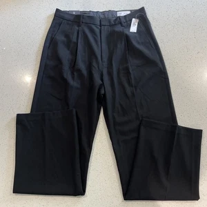 NEW Gap Pants Mens 32x32 Black Easy Fit Pleated Front Straight Leg Wool Cuffed - Picture 1 of 6