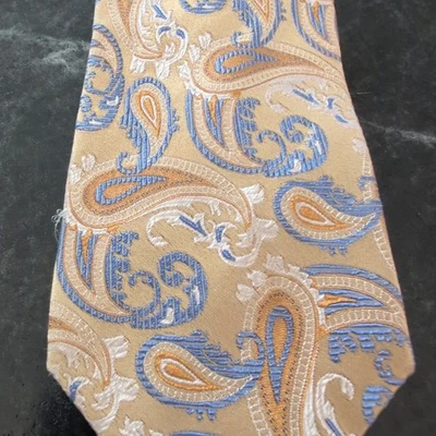 Corbata de seda Geoffrey Beene arena amarillo jacquard cachemira 58" Foto 1 de 4