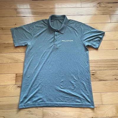 Рубашка поло Lululemon PELOTON большая зеленая металлическая с вентиляционными отверстиями техническая тренировка - Изображение 1 из 4