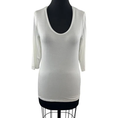 Camiseta Majestic Paris Blanca 4 Deluxe Suave Tacto Lavado Top Cuello Redondo Manga 3/4 Foto 1 de 4