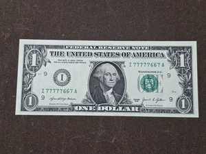2009 $1 fancy serial number trinary H09999930 - Picture 1 of 2