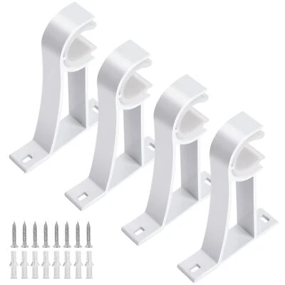 Paquete de 4 soportes de barra de cortina blancos soportes de alta resistencia para varillas de hasta 1 pulgada Foto 1 de 4
