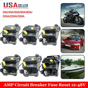 Waterproof Car Circuit Breaker Fuse Reset 30-300 Amp 12V-48V DC Car Boat Auto - Picture 1 of 19