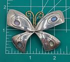 VAUBEL NY Brooch 2.5" Sterling Silver Butterfly Pin 4 Cabochon Crystal AUTHENTIC