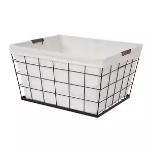Steel Laundry Basket for Adult, Black & Natural - Picture 1 of 9