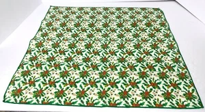 Vintage Christmas handmade cloth napkins set of 8 HOLLY COTTON WASHABLE - Picture 1 of 6