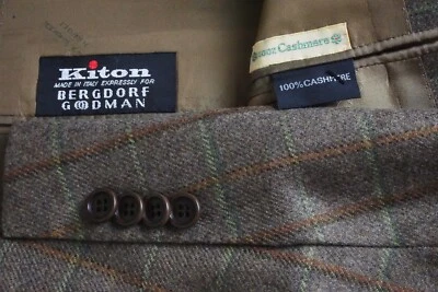 Chaqueta Abrigo Deportivo Kiton Marrón A Cuadros Fríos 100% Cachemira Talla 44L TOTALMENTE NUEVA $4295 Foto 1 de 4