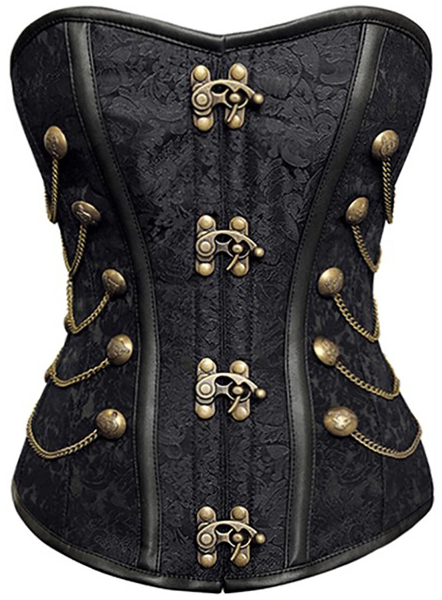 Steampunk Corsage-Kostüm-Set Für Damen - Mit Unterbrust-Korsett, Piratenbluse & Chiffon-Rock - Größen XS Bis 7XL, Für Karneval & Mottopartys
