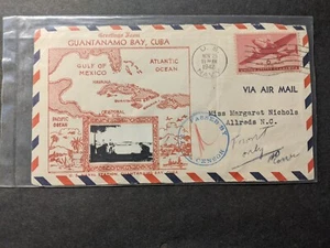CROSBY PHOTO Cachet 1942 Censored WWII Navy Postal History Front GUANTANAMO BAY - Picture 1 of 2