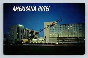Postcard The Great Americana Hotel At Night Miami Florida - Picture 1 of 2