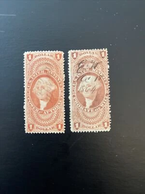 US Stamp Scott #R75c-R76c $1 Probate of Will Revenue,Power Of Attorney Used - Image 1 of 2