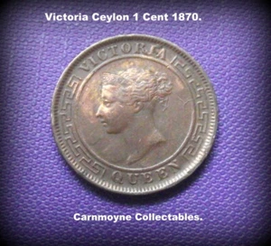Victoria Ceylon Copper 1 Cent 1870.AH4121. - Picture 1 of 2