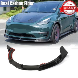 Spoiler divisor labial delantero de fibra de carbono real para Tesla Model Y 2019-2024 - Imagen 1 de 14