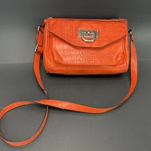 Bueno Faux Leather Bag Orange Faux Exotic Purse Tote Outside Pocket Handbag - Picture 1 of 15