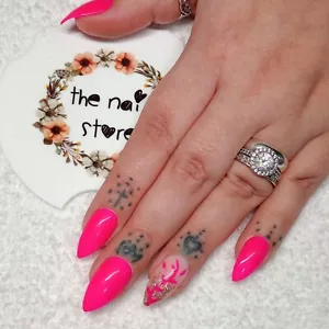 Pink Spring Summer Leaf Gel Polish Press On False Nails - Picture 1 of 4