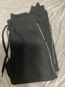 Nuovi PANTALONI DA JOGGER HIGH RISECRET VICTORIA'S SECRET COTONE PILE BLING MEDIO NERO - Foto 1 di 1