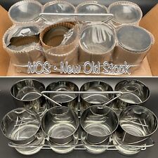 Silver Ombre Drip Band MCM Double Old Fashion Whiskey Glass Barware Japan 9pcs