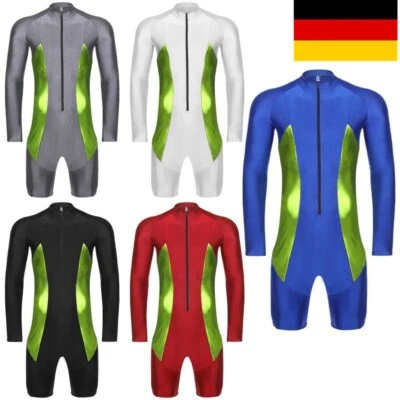 Herren Badeanzug Einteiler Rashguard Schwimmanzug Mit Reißverschluss Schwimmen  - Bild 1 von 4