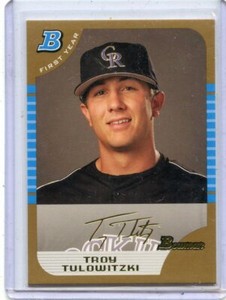 2005 BOWMAN #BDP105 TROY TULOWITZKI "GOLD BORDER" ROOKIE COLORADO ROCKIES 052721