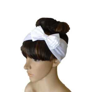 Weißes Stirnband. Haarband Erwachsene. Bogen Head Wrap. Haarwickel. Haarbedeckung. - Bild 1 von 2