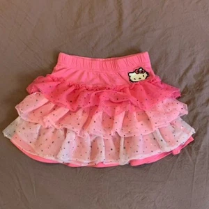 Girls Size 5 Hello Kitty Skirt Pink Tiered Ruffle Sequin Short Mini - Picture 1 of 8