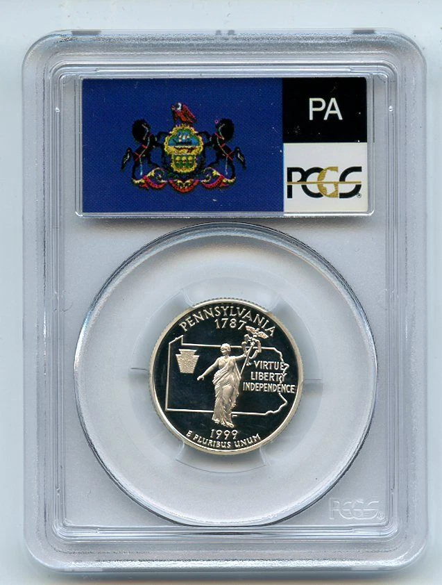 1999 S 25C Silver Pennsylvania Quarter PCGS PR70DCAM - Image 1 of 2