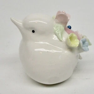 Cuscino spilla uccellino bianco paffuto ceramica vintage fiori colorati Ardalt osso porcellana - Foto 1 di 8