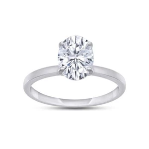 0.5-7CT GIA Authentic Oval Lab Grown Diamond Solitaire Ring 14k Gold GH VS2 - Picture 1 of 18