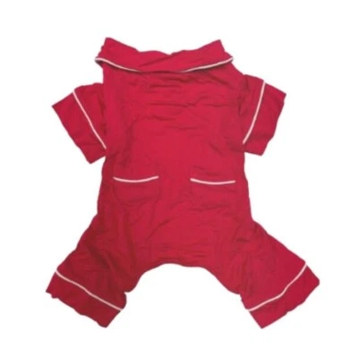 NOVO! Pijama fab dog popeline vermelho 100% algodão tamanho 20 (médio) serve para 19-21” de comprimento - Imagem 1 de 3