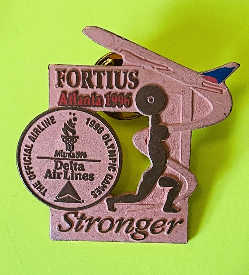 1996 OLYMPIC PIN DELTA AIRLINES BRONZE FORTIUS PIN STRONGER PIN - Image 1 of 1