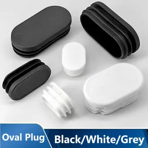 Oblong Plastic Tubes End Cap Bungs Blanking Plugs Pipe Inserts Black/White/Grey - Picture 1 of 21