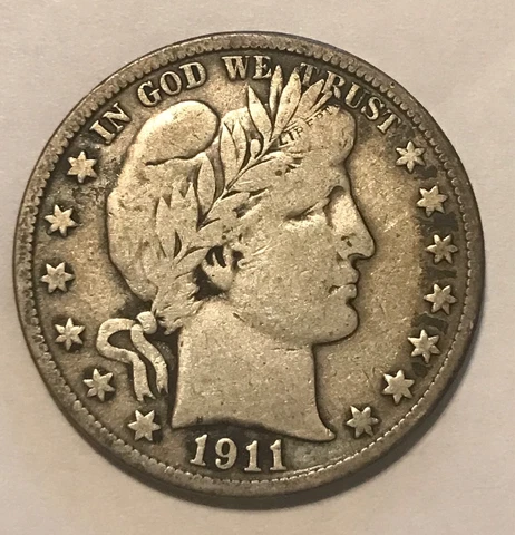 1911-s Barber half,  Fine, better date,  Nice ! Cover