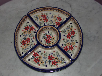 Polish Pottery 6 PC Serving Tray!  UNIKAT Signature Rembrandt Pattern! - Image 1 of 4