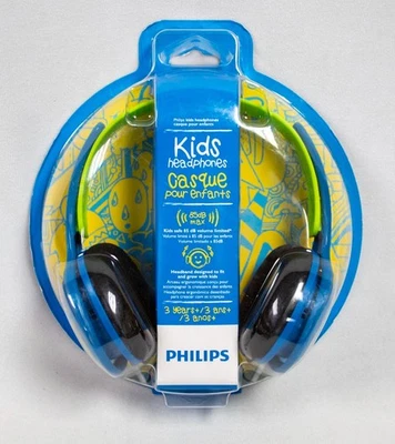 PHILIPS Kids wired Headphones Comfortable & Safe Listening Blue & Green - Image 1 of 4
