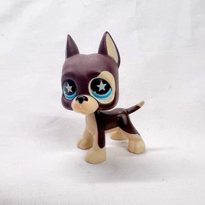Littlest Pet Shop LPS Deutsche Dogge Hund 2007 braun creme blau Sternenaugen #817 - Bild 1 von 6
