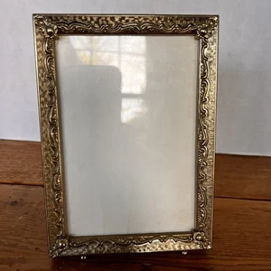 VINTAGE 5x7” Bronze Art Deco Picture Frame- Ball Feet Ornate Design - Picture 1 of 10