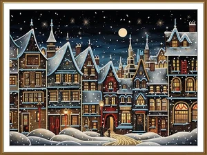 DIY Perlen Stickset Winter Night Magic Beadwork Kit Cozy Street Craft Geschenk - Bild 1 von 4