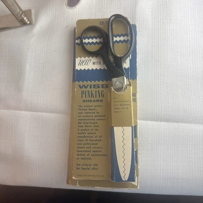 WISS 1960’s  CB-7 Pinking Shears Chrome Finish w/ Black Handles Vintage - Image 1 of 4